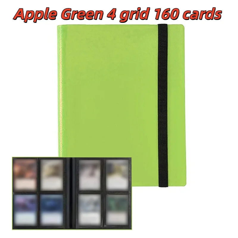 4-Pocket Zipper Trading Card Binder (160 Pockets) – Side-Loading, PU Cover