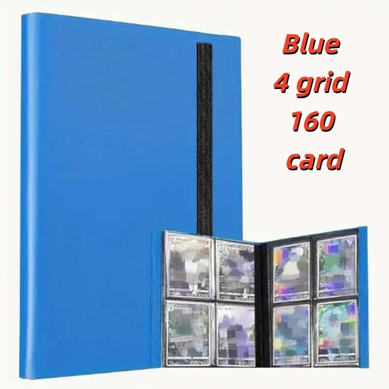 4-Pocket Zipper Trading Card Binder (160 Pockets) – Side-Loading, PU Cover