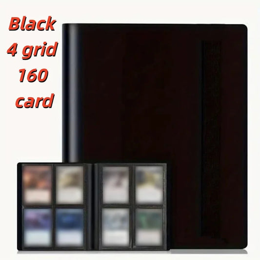4-Pocket Zipper Trading Card Binder (160 Pockets) – Side-Loading, PU Cover